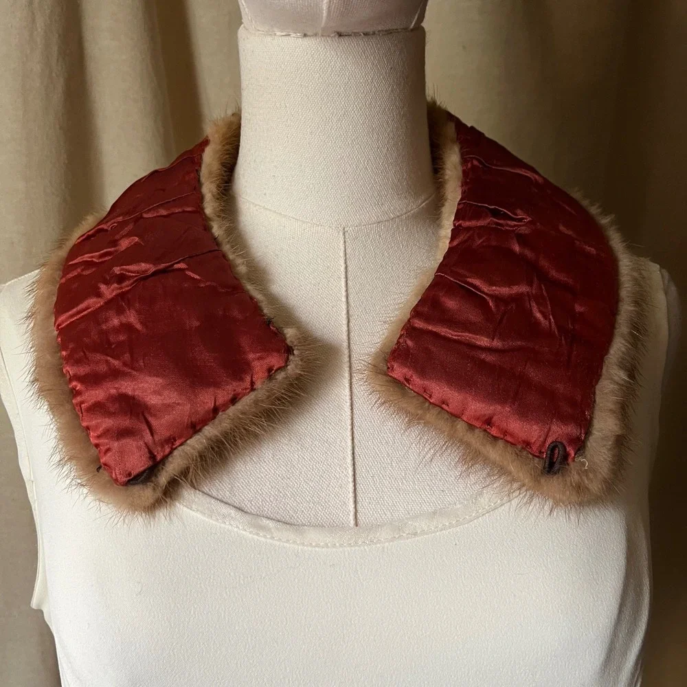 Vintage Brown Mink Fur Collar Genuine Fur Hook Closure 26